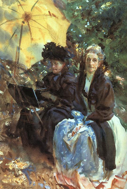 John Singer Sargent Miss Wedgewood and Miss Sargent Sketching oil painting image